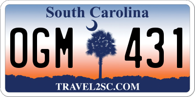 SC license plate OGM431