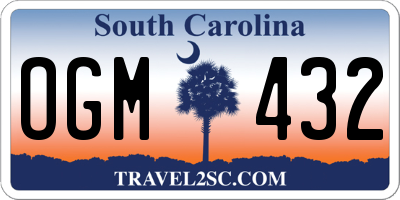 SC license plate OGM432