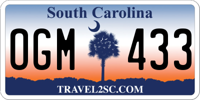 SC license plate OGM433