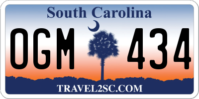 SC license plate OGM434