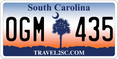 SC license plate OGM435