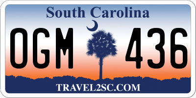 SC license plate OGM436