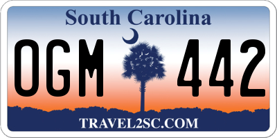 SC license plate OGM442