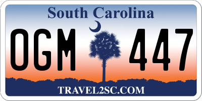 SC license plate OGM447