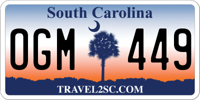 SC license plate OGM449