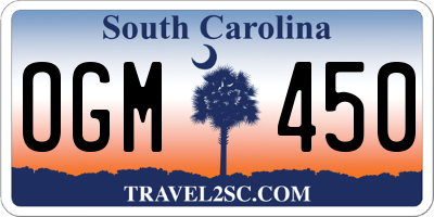 SC license plate OGM450