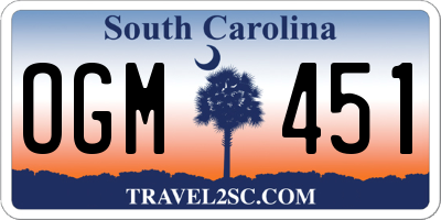 SC license plate OGM451