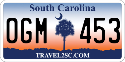 SC license plate OGM453