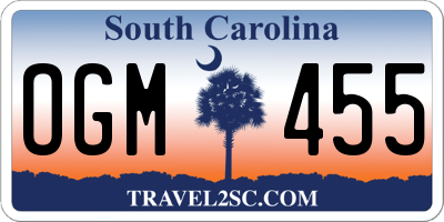 SC license plate OGM455