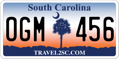 SC license plate OGM456