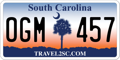 SC license plate OGM457