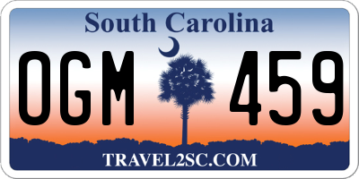 SC license plate OGM459
