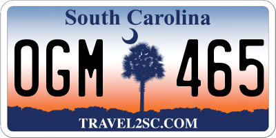 SC license plate OGM465