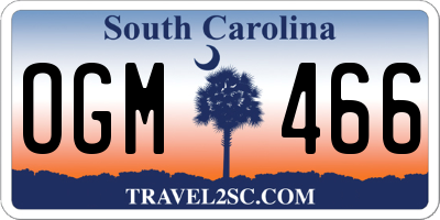 SC license plate OGM466