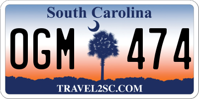SC license plate OGM474