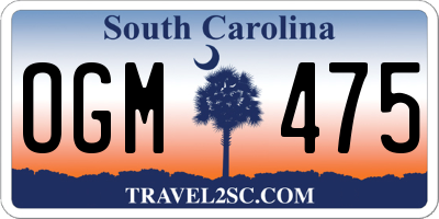 SC license plate OGM475