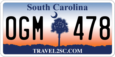 SC license plate OGM478