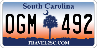 SC license plate OGM492