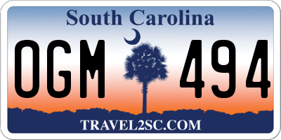 SC license plate OGM494