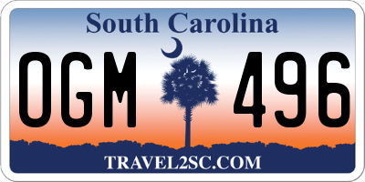 SC license plate OGM496