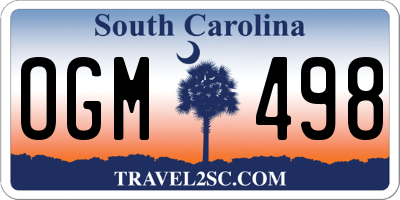 SC license plate OGM498
