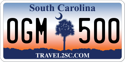SC license plate OGM500