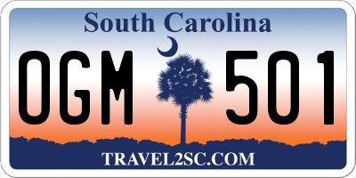 SC license plate OGM501