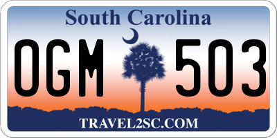 SC license plate OGM503
