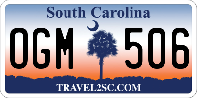 SC license plate OGM506