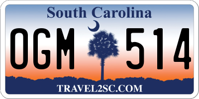 SC license plate OGM514