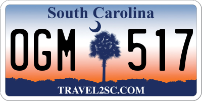 SC license plate OGM517