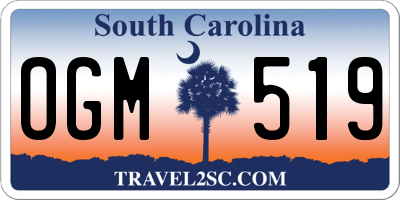 SC license plate OGM519