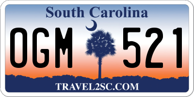SC license plate OGM521
