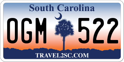 SC license plate OGM522
