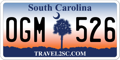 SC license plate OGM526