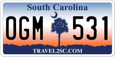 SC license plate OGM531