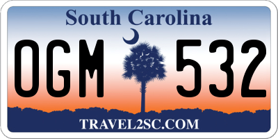 SC license plate OGM532
