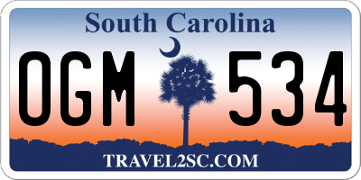 SC license plate OGM534