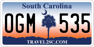 SC license plate OGM535
