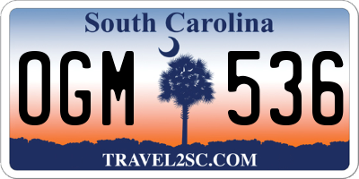 SC license plate OGM536