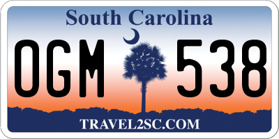 SC license plate OGM538