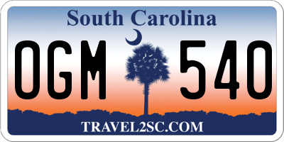 SC license plate OGM540