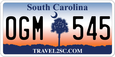 SC license plate OGM545