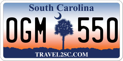 SC license plate OGM550