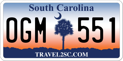 SC license plate OGM551