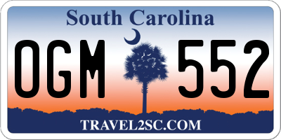SC license plate OGM552