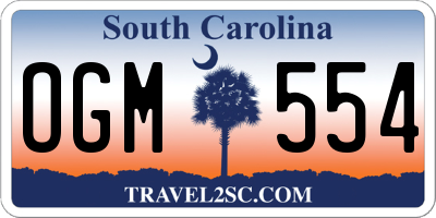SC license plate OGM554