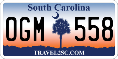 SC license plate OGM558