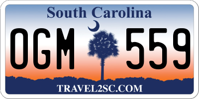 SC license plate OGM559