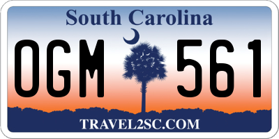 SC license plate OGM561